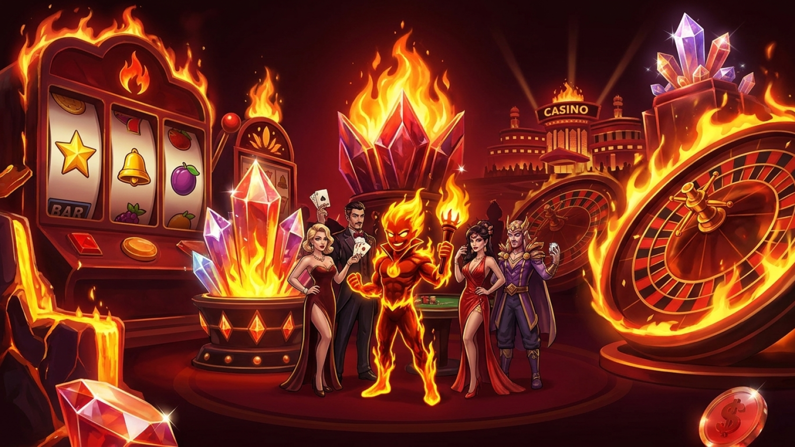 FieryPlay Casino: Illustrative Szene; Bewertung: 9.2/10; Lizenz: Curaçao Gaming Control Board